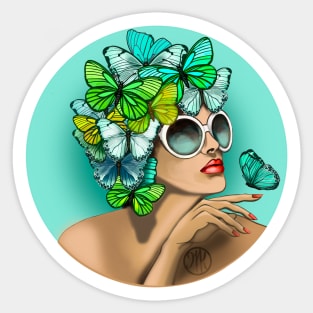 Retro Butterfly Swimmer Sticker